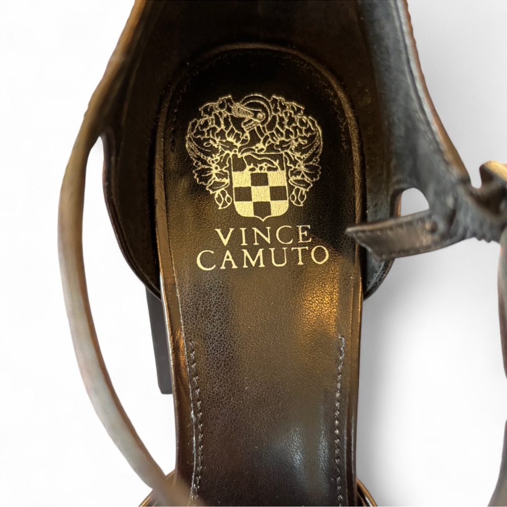 Vince Camuto Grelena Platform Block Heel Pumps Black Leather Ankle Strap Size 11 - Picture 10 of 11